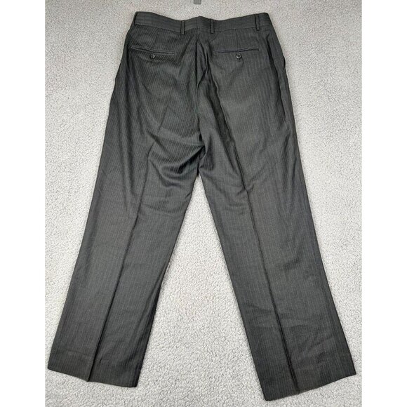 Porto Filo Extra Fine Men's Dress Pants Polyester Pinstripe Gray Size 32x28.5 - Picture 2 of 13